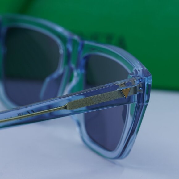 Bottega Veneta BV1291S 003 Rectangle Sunglasses - Transparent Blue/Blue